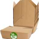 50 Pack 70 oz Large Take Out Food Containers - Heavy Duty Microwavable Kraft Brown Paper To Go Box #3 - Grease Resist Paper Lunch Box Cardboard Take Out Box for Restaurant, Household, Party