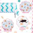 Gilprop 4 Packs Italian Summer Party Decorations Plastic Tablecloths Waterproof Disposable Table Covers Bachelorette Party Tablecloths Wavy Floral Stripe for Birthday Baby Shower Decor 54x108 Inch