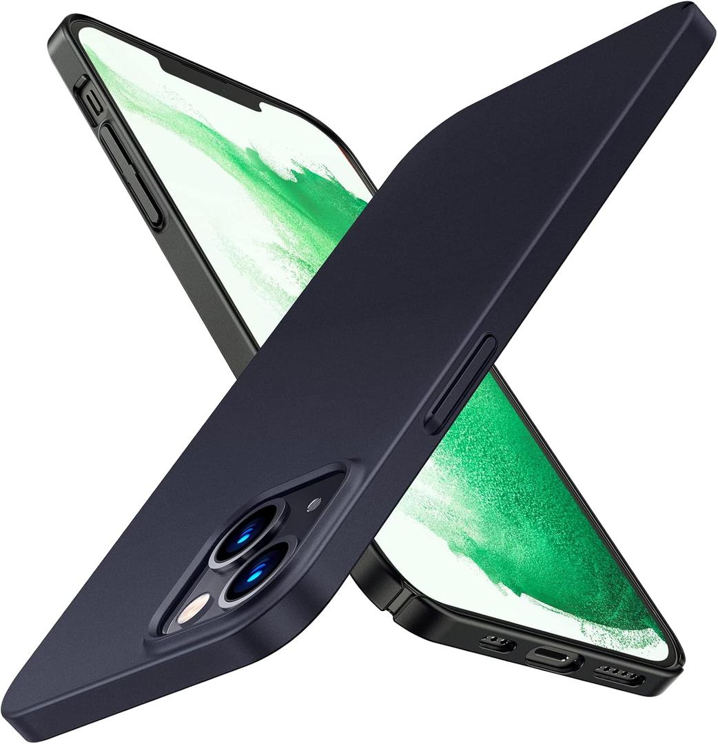 TORRAS Slim Fit for iPhone 13 Case, Ultra Thin Lightweight Grip Fingerprint-Proof Hard PC Cover for iPhone 13 Phone Case 6.1 inch(2021), Black