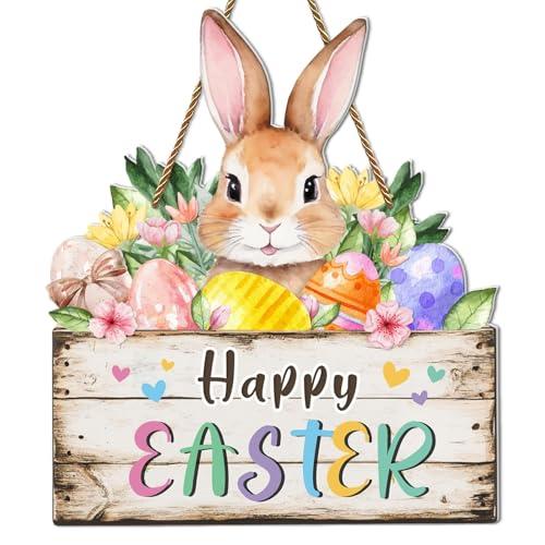 Easter Bunny Doorplate, Outdoor and Indoor Hanging Decoration Festive Home Decoration Suitable for Front Doors, Gardens, Walls and Party Supplies 2 Pack