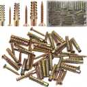 130pcs Tree Shaped Steel Wall Anchor with Screws for Hollow Wall, Concrete Wall, Plaster Wall and Wooden Wall3 Sizes (5x30mm 6x32mm 8x38mm)