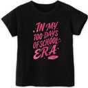 100 Days of School Shirt Kids  Boys Girls Toddler Happy 100th Day of School T-Shirt, Kindergarten 100 Day,3T-7T (Black)