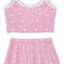 Hilinker Womens 2 Piece Heart Pajama Set Ribbed Cami Top and Shorts Sleepwear Cute Pjs Pink White Heart N Small (Pink)