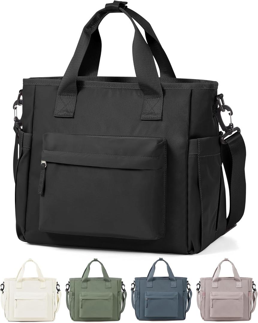 Black Lunch Box Bag for Women Men loncheras para mujer Lunch Tote Bag with Water Bottle Holder Shoulder Strap Adult Insulated Lunch Bags Boxes for Work (16.5L)