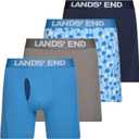 Lands' End Mens Underwear 4 Pack Mens Boxer Briefs for Men Breathable Double Brushed Polyester L