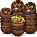 Bokon 24 Pcs Coconut Shell Bowls Polished Wooden Bowls Natural for Smoothie Acai Salad Vegan Gifts Kitchen Decor (Large)
