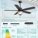 52 Inch Waterproof Outdoor Ceiling Fan with Lights, IP65 Waterproof, Remote Control, 6-Speed Quiet DC Motor, 5 Dual Finish Blades, Farmhouse Ceiling Fan for Patios Gazebos Pergola Porch (Black)