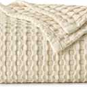 Bedsure Cooling Cotton Waffle Twin XL Blanket - Lightweight Breathable Blanket of Rayon Derived from Bamboo for Hot Sleepers, Natural, 66x90 Inches
