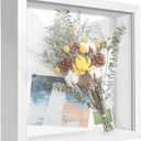 8x8 Shadow Box Frame Display Case with Letter Stickers, 3D Picture Frame, Display Case Box for Memorabilia, Baby Items, Wedding Memories, Crafts, Tickets and Photos (White, 8x8)