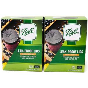 Ball Leak-Proof Plastic Lids for Glass Mason Jars, Used for Canning, Pickling, Juice, Jam, Jelly (Wide, 6 Count (Pack of 2))