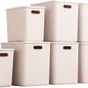 Plastic Storage Bins with lids,Storage Baskets,Container with handle,Storage Organizer Bins for Shelves,Office,Bedrooms,Closets, Cabinets(Grey，5XL+2L)