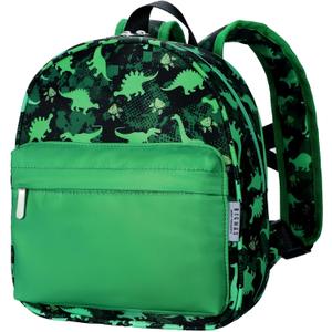 BIGHAS Lightweight Toddler Kids Backpack with Chest Strap For Boys and Girls, Preschool Kindergarten 3-6 Years Old 30 Colors (Dinosaurs/Green), One_Size