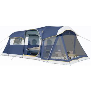 UNP Camping Tent 8 Person Waterproof Big Tunnel Tent with Screen Porch,Family Outdoor Large Tents for Camping 20' x 9' x 80in(H)