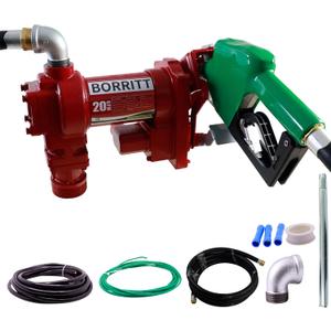 Fuel Transfer Pump 12 Volt 20 GPM High Flow,w/Automatic Nozzle Green,DC Fuel Pump,Cast Iron Gas Heavy Duty Transfer Pump for Gasoline,Diesel, Kerosene,Ethanol Blends,Methanol Blends,Biodiesel