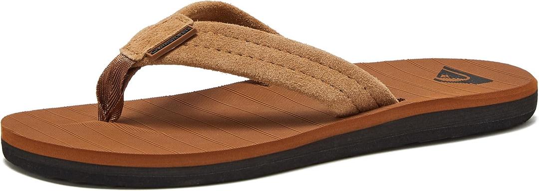 Quiksilver Boy's Carver Suede Fixed Strap Kids Flip Flop Youth Sandal, US 4/ EUR 36