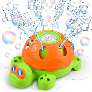 2 in 1 Sprinkler for Kids Summer Toys, Spinning Turtle & Bubble Machine Water Toys Toddler Outdoor Toys Backyard Games Splashing Fun Outside Toys Kids Sprinkler Gifts for Boys Girls