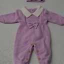 Hadetoto Newborn Baby Sweater Romper Knit Outfits Long Sleeve Jumpsuit with Warm Hat for Infant Boy Girl (0-1 Months/59, Purple-footie)