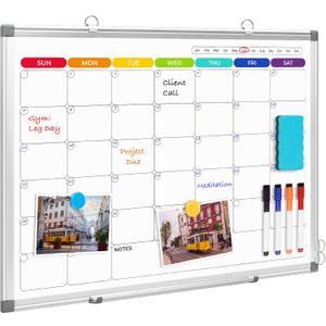 DOLLAR BOSS 36'' x 24'' Magnetic Whiteboard Calendar for wall, Double-Sided