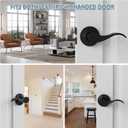 TICONN Traditional Wave Style Reversible Door Lever, Door Handle for Interior Doors and Closet (Matte Black, Passage, 5-Pack)