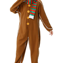 GRAJTCIN Women's Gingerbread Man Costume Christmas Onesie Jumpsuit Funny Cookies Cosplay L