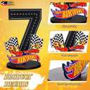 MiniInflat Race Car 7th Birthday Number Sign Centerpiece Race Car Theme 7th Birthday Party Supplies Wooden Table Decoration Photo Props for Boys Seven Years Old