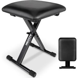 AODSK Keyboard Bench X-Style Cushion Padded,Piano Bench Adjustable Collapsible Stool Chair Seat,Flame Retardant Cotton,Non-Skid Design