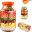 Salad To Go Food Container Durable Food Grade Salad Jar with Side Opening Anti-Sogging Food Containers for Lunch, Meal Prepping Non-BPA Dishwasher and Microwave Safe Tritan (Red)