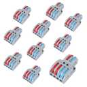 10 Pack Lever Wire Nut Connectors Conductor Compact Quick Wiring, Push in Terminal Wire Connector, LT-422 (2 in 4 Out)