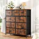 Dresser for Bedroom with 9 Drawers, Anti-Tip Fabric Storage Tower, Wood Top and Metal Frame Organizer for Clothes, Closet, Entryway, Hallway Furniture,Brown