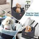 Dog Car Seat with Loops Dog Booster Seat for All Seasons, Anti Slip Bottom Pet Travel Bed with Thick Pets Sofa Cushion and Storage Pockets for Small PetsBlack