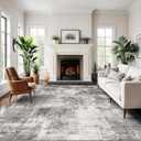 8x10 Modern Abstract Rug Washable Area Rugs for Living Room Bedroom Dining Room Non-Slip Low Pile Neutral Large Rug Soft Indoor Floor Carpet, Gray (Grey)