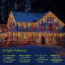 MUYUN Christmas Lights Outdoor Decorations 13.8ft 200 LED Christmas Lights with 12 Stars,Dimmable Curtain Fairy Light with 8 Modes for Wedding Party Holiday Christmas Decor(Multicolor)