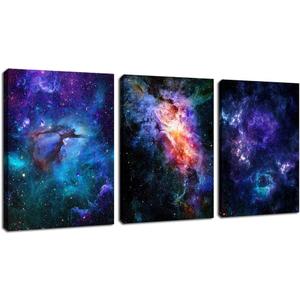 arteWOODS Canvas Wall Art Outer Space Pictures Fantastic Starry Painting Artwork Galaxy Nebula Canvas Prints for Bedroom Bathroom Living Room Kicthen Office Home Wall Decor 12" x 16" x 3 Panels