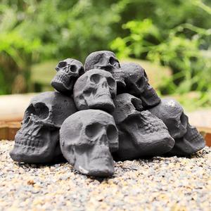 12pcs Assorted Ceramic Fireproof Fire Pit Skull Logs for Stone Firepit, Skeletons Fire Gas Logs for Bonfire, Campfire, Halloween Decoration, Outdoor Fire Pits, Charcoal, Mini Size