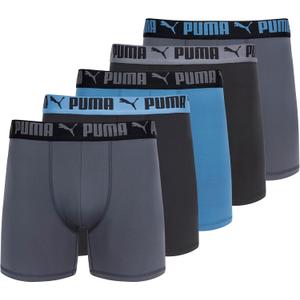 PUMA Men's 5 Pack Performance Boxer Briefs (XL)