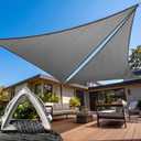 Shademart Heavy Duty 26' x 26' x 26' Grey Sun Shade Triangle Pro Ring Shade Sail, 260 GSM Commercial Grade UPF50 Sunshade, Reinforced Corners & Edges - (We Make Custom Size)