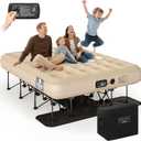 Simpli Comfy Queen EZ Bed Self-Inflating Air Mattress with Built-in Frame | with Built-in Pump and Wheeled Case, Blow Up Inflatable Rolling Air Bed on Wheels, 700lb