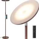 Modern LED Floor Lamp - Remote & Touch Control, Sky Torchiere Standing Lamp, Fully Dimmable, 3 Color Temperatures, Ideal for Living Room & Bedroom, Easy to Assemble(Brown) (Large)