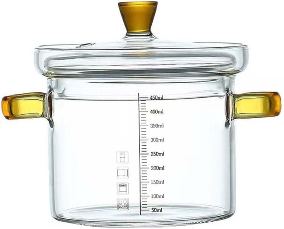 Clear Cooking Pots Glass Stew Pot Glass Soup Pot With Lid Kitchen Stockpot Glass Cooking Pot Large Serving Bowl for Noodle,Soup,Milk,Tea