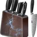 HOSHANHO 8 Pieces Knife Set with Magnetic Block, Ultra Sharp Powder Steel Knife Block Set, Professional Chef Knife Sets with Ergonomic Handle & Knife Sharpener