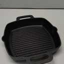 Bruntmor 10 Inch Square Cast Iron Grill Pan Steak Pan Pre Seasoned Grill Pan with Easy Grease Drain Spout, with Large Loop Handles for Grilling Bacon, Steak, and Meats