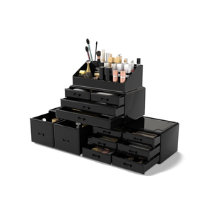 Readaeer Makeup Cosmetic Organizer Storage Drawers Display Boxes Case with 12 Drawers (Black)