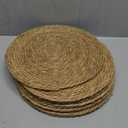 GENMOUS Woven Placemats Set of 10, 13" Round Placemats Natural Water Hyacinth Boho Placemats, Farmhouse Rattan Chargers for Dinner Plates, Rustic Braided Wicker Table Mats for Thanksgiving, Home, Wedding