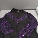 Men's 70s Shirt Long Sleeve Button Down Sequins Glitters Shirts Rave Party Nightclub Shirts, Medium
