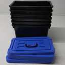 WYT 7 Quart Storage Bins with Lids and Latch, 6-Pack Stackable Plastic Organizing Box with Buckle and Handle, Durable Nestable Totes Containers (Black/Blue)