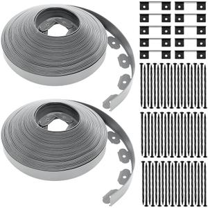 sasylvia 2.5'' x 200' landscape edging kit edging border coil include anchoring spikes 10 connectors plastic garden border for lawn garden grass yard home(white)