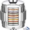 Shower Filter, 20 Stage Shower Head Filter for Hard Water, High Output Shower Water Filter to Remove Chlorine, Fluoride and Other Impurities, Improves Skin Condition (Chrome)