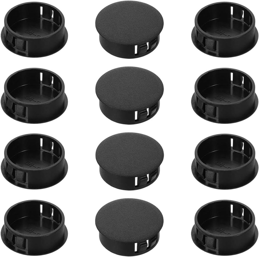 2 x 12PCS 1inch Black Plastic Hole Plugs for Round Holes Hole Plug Round Drill Door Screw Hole Plugs 1"