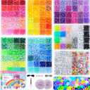 Gionlion 7 Boxes Pony Beads Bracelet Making Kit, 144 Colors 6x9mm Kandi Rave Beads, Friendship Bracelet Kit with 800Pcs Letter Bead for DIY Jewelry, Keychains, Arts and Crafts Gifts