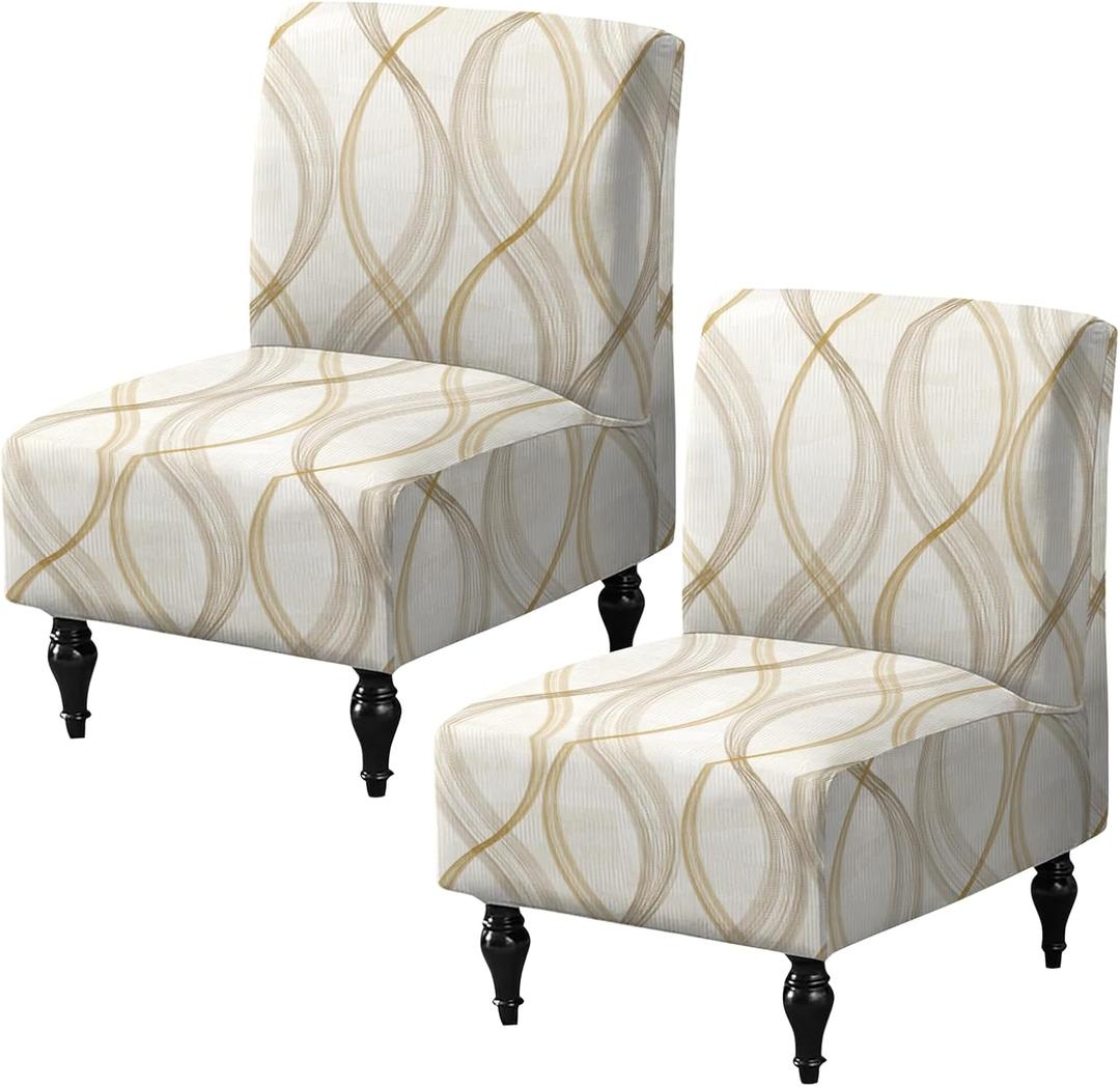 FUANGUI Armless Accent Chair Cover Slipcover, Stretch Spandex Chair Covers for Living Room Removable Washable for Armless Chair Furniture Protector